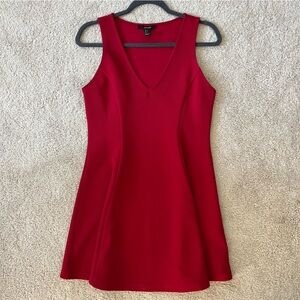 Forever 21 Sleeveless Red V-Neck A-Line Dress